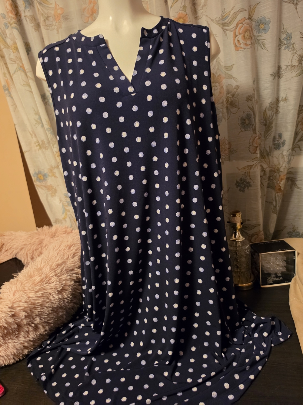 Chico's Navy Blue Polka Dot Maxi Dress